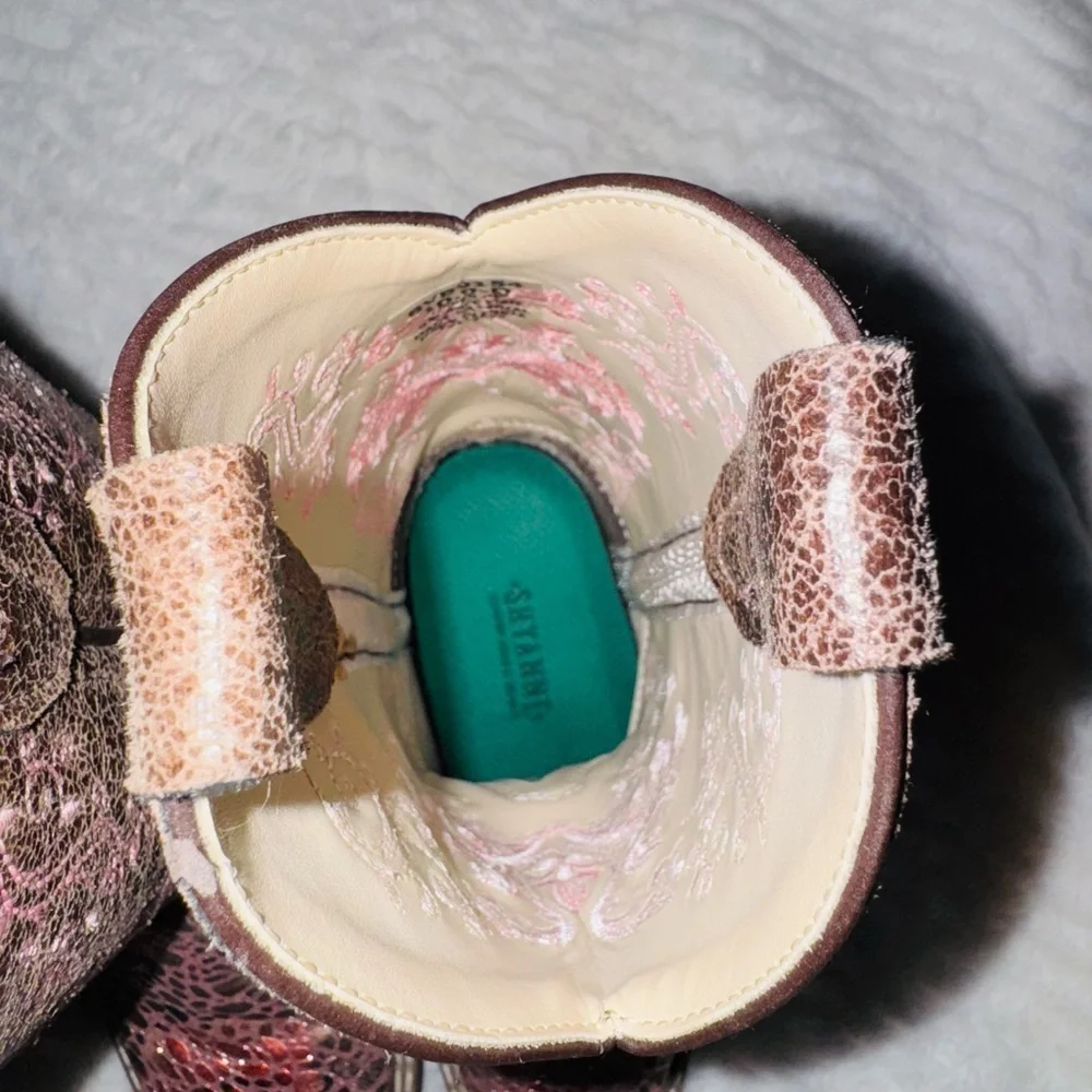 Kids Western Cowboy Boots - Pink and Brown